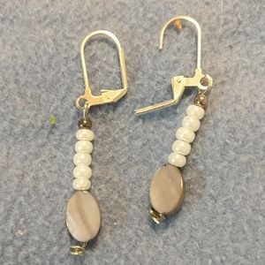 Gray and white earrings